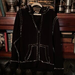 Custom Studded Black Zip up Hoodie by Stud Muffin NY.